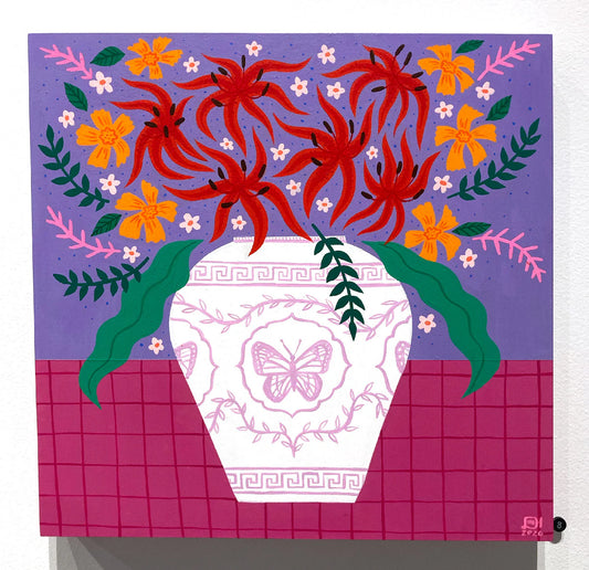 Tiger Lillies on Lilac  | Original Painting