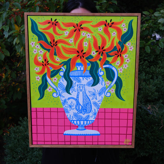 Cheetah Vase | Original Painting